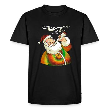 Père Noël hippie avec chemise Tye Dye - Hippie - T-shirt Premium bio Homme - noir - Devant - Nico (187cm)