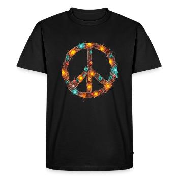 Peace Fairy Lights - Noël hippie - T-shirt Premium bio Homme - noir - Devant - Nico (187cm)