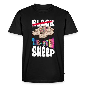Noir - Mouton teint à la cravate - Teinture de costume hippie - T-shirt Premium bio Homme - noir - Devant - Nico (187cm)