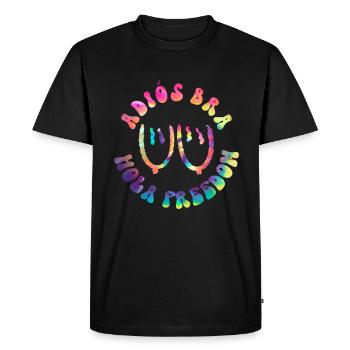 Adiós Bra - Hola Freedom - Teinture Cravate Hippie - T-shirt Premium bio Homme - noir - Devant - Nico (187cm)