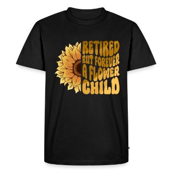 Retraité, mais toujours un enfant fleur - - T-shirt Premium bio Homme - noir - Devant - Nico (187cm)