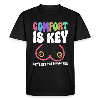 Le confort est la clé libérons les filles - Kein Bra - T-shirt Premium bio Homme - noir - Devant - Nico (187cm)