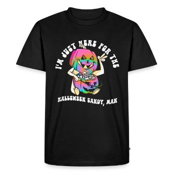 Juste à cause des bonbons ici, Man - Hippie Halloween - T-shirt Premium bio Homme - noir - Devant - Nico (187cm)