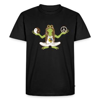 Hippie Frog with Yin Yang Symbol - Hippie Costume - Men's Premium Organic T-Shirt - black - Front - Nico (187cm)