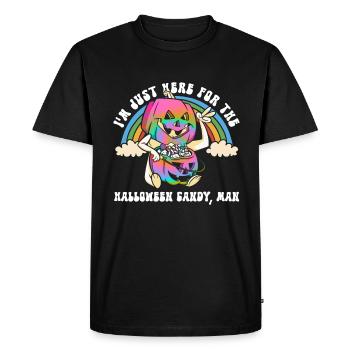 Juste à cause des bonbons ici, Man - Hippie Halloween - T-shirt Premium bio Homme - noir - Devant - Nico (187cm)