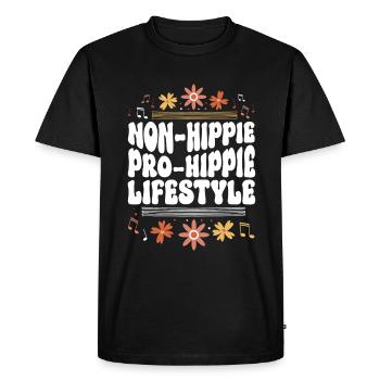 Non-hippie - Pro-Hippie Mode de vie - Hippie - T-shirt Premium bio Homme - noir - Devant - Nico (187cm)