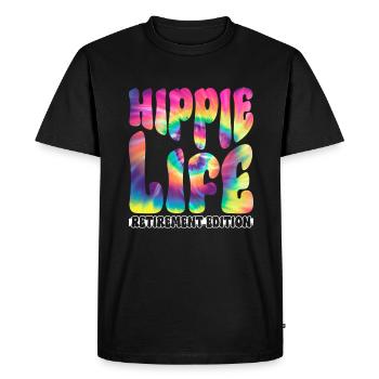 Hippie Life - Édition retraite - Hippie Tie Dye - T-shirt Premium bio Homme - noir - Devant - Nico (187cm)