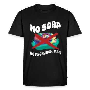 Pas de problèmes sans savon, homme - teinture de cravate hippie - T-shirt Premium bio Homme - noir - Devant - Nico (187cm)