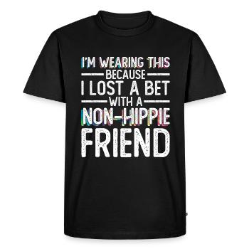 Pariez perdu avec non-hippie - Costume hippie - T-shirt Premium bio Homme - noir - Devant - Nico (187cm)