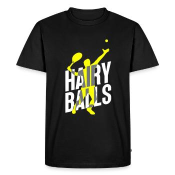 Hairy Balls - Funny Tennis - Men's Premium Organic T-Shirt - black - Front - Nico (187cm)