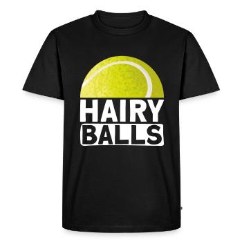 Hairy Balls - Funny Tennis - Men's Premium Organic T-Shirt - black - Front - Nico (187cm)