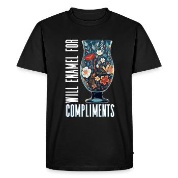 Will enamel for compliments - Enameled glass - Men's Premium Organic T-Shirt - black - Front - Nico (187cm)