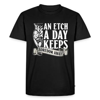 Une gravure par jour chasse l’ennui - - T-shirt Premium bio Homme - noir - Devant - Nico (187cm)