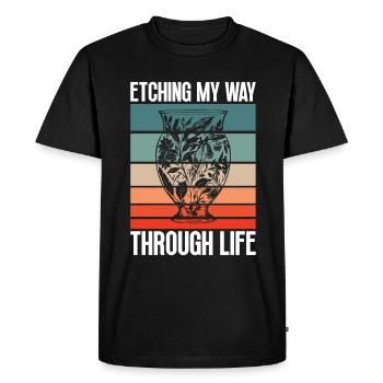 Graver mon chemin dans la vie - Gravure sur verre - T-shirt Premium bio Homme - noir - Devant - Nico (187cm)