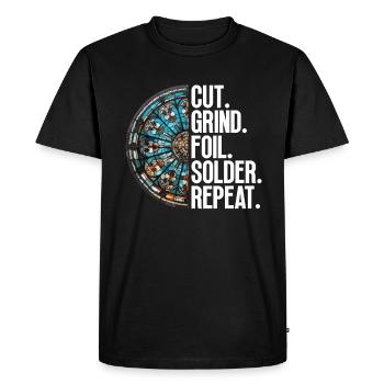 Cut. Grind. Foiling. Solder. - Men's Premium Organic T-Shirt - black - Front - Nico (187cm)