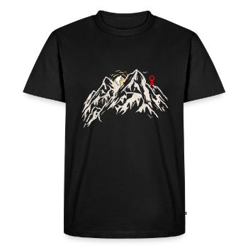 Montagnes avec géocacheur et destination - Geocaching - T-shirt Premium bio Homme - noir - Devant - Nico (187cm)
