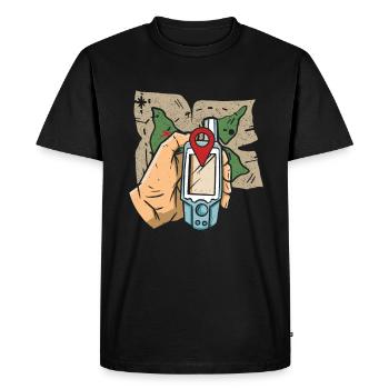 Carte + GPS + Destination - Geocaching Geocacher - T-shirt Premium bio Homme - noir - Devant - Nico (187cm)