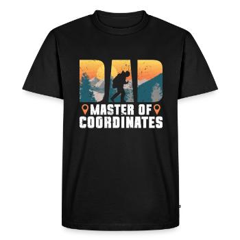 Papa - Maître des Coordonnées - Géocaching - T-shirt Premium bio Homme - noir - Devant - Nico (187cm)