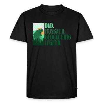Père. Mari. Légende du géocaching. - Géocaching - T-shirt Premium bio Homme - noir - Devant - Nico (187cm)