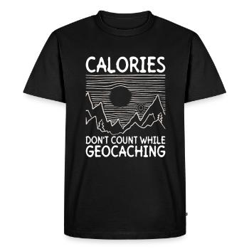 Les calories ne comptent pas dans le géocaching - Geocaching - T-shirt Premium bio Homme - noir - Devant - Nico (187cm)