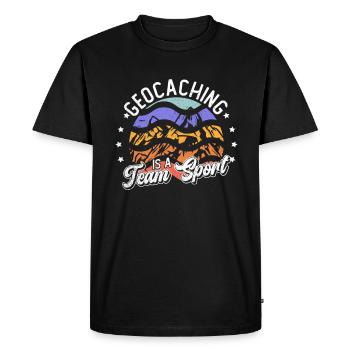 Le géocaching est un sport d’équipe - Geocaching - T-shirt Premium bio Homme - noir - Devant - Nico (187cm)
