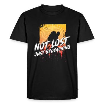 Pas perdu - juste le géocaching - geocaching - T-shirt Premium bio Homme - noir - Devant - Nico (187cm)