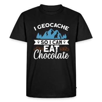 Je géocache pour pouvoir manger du chocolat - Geocaching - T-shirt Premium bio Homme - noir - Devant - Nico (187cm)