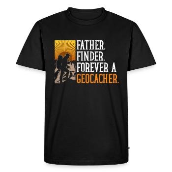 Père. Trouveur. Pour toujours un géocacheur. Géocachette - T-shirt Premium bio Homme - noir - Devant - Nico (187cm)