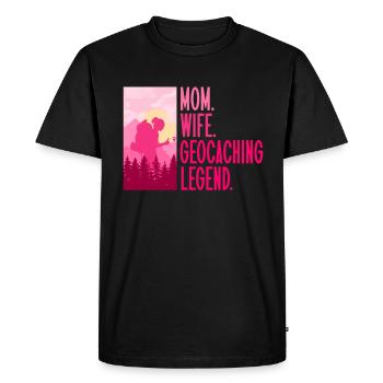 Mère. Femme. Légende du géocaching. - Géocacheurs - T-shirt Premium bio Homme - noir - Devant - Nico (187cm)