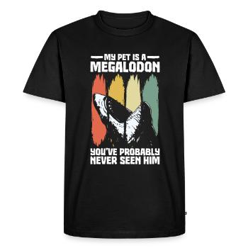 Mon animal de compagnie est un mégalodon - requin mégalodon - T-shirt Premium bio Homme - noir - Devant - Nico (187cm)