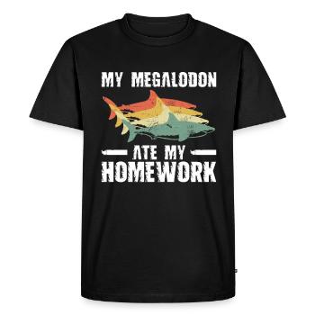 Mon mégalodon a mangé mes devoirs - T-shirt Premium bio Homme - noir - Devant - Nico (187cm)