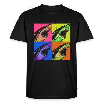 Megalodon Pop Up Retro - Megalodon Shark - Men's Premium Organic T-Shirt - black - Front - Nico (187cm)