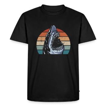 Megalodon avec rétro - Requin Megalodon - T-shirt Premium bio Homme - noir - Devant - Nico (187cm)