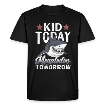Aujourd’hui enfant, demain mégalodon - requin - T-shirt Premium bio Homme - noir - Devant - Nico (187cm)
