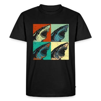 Megalodon Pop Up Retro - Megalodon Shark - Men's Premium Organic T-Shirt - black - Front - Nico (187cm)