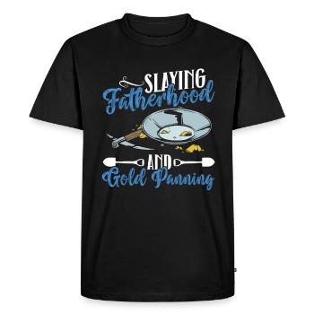 Killing fatherhood and gold panning Gold prospecting - Men's Premium Organic T-Shirt - black - Front - Nico (187cm)