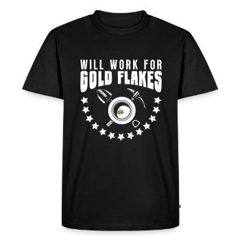 Works for gold flakes - Gold Panning Mining - Men's Premium Organic T-Shirt - black - Front - Nico (187cm)