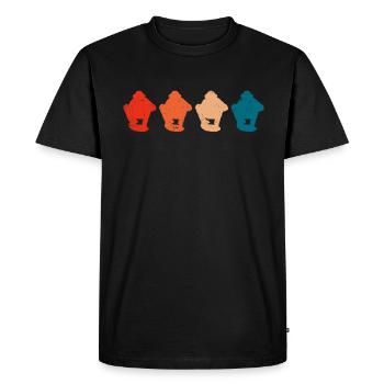 Four gold panners in retro colors gold digging - Men's Premium Organic T-Shirt - black - Front - Nico (187cm)