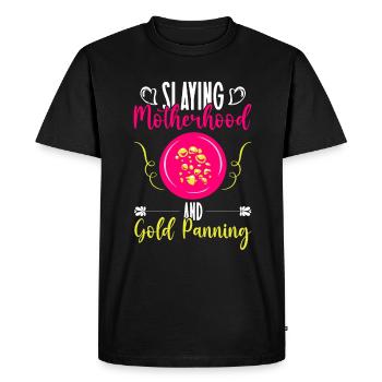 Killing motherhood and gold panning Gold prospecting - Men's Premium Organic T-Shirt - black - Front - Nico (187cm)