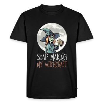 Soap making Halloween soap boiler saying - Men's Premium Organic T-Shirt - black - Front - Nico (187cm)