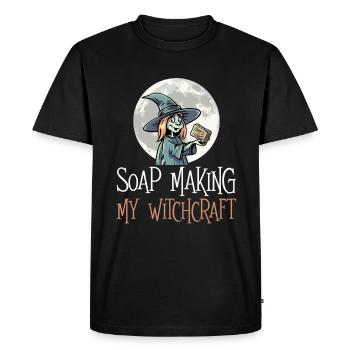 Soap making Halloween soap boiler saying - Men's Premium Organic T-Shirt - black - Front - Nico (187cm)