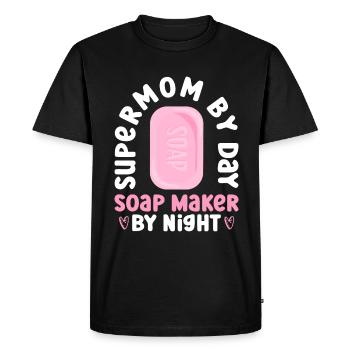Fabrication de savon maman savonneuse disant maman - T-shirt Premium bio Homme - noir - Devant - Nico (187cm)