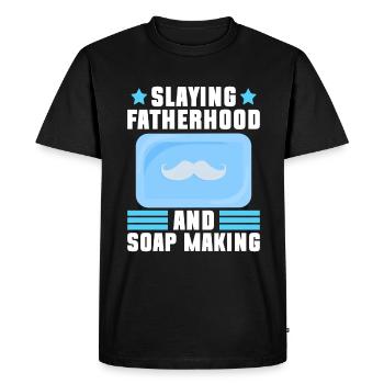 Soap making father soap boiler saying dad - Men's Premium Organic T-Shirt - black - Front - Nico (187cm)