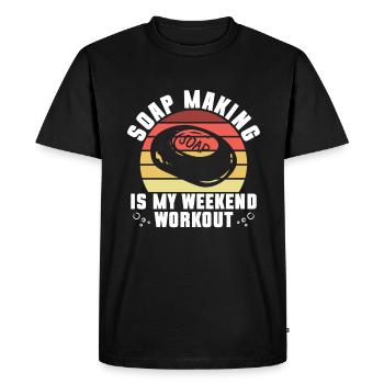 Faire du savon est mon entraînement du week-end - - T-shirt Premium bio Homme - noir - Devant - Nico (187cm)