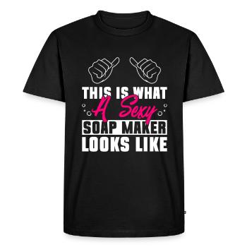 savon fabrication savon savonnière savonnerie savon chaudière - T-shirt Premium bio Homme - noir - Devant - Nico (187cm)