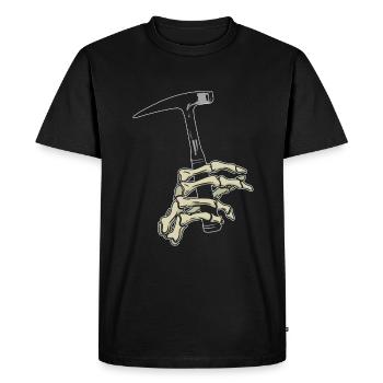 Marteau de roche tenant la main du squelette - Rockhounding - T-shirt Premium bio Homme - noir - Devant - Nico (187cm)