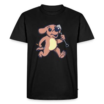 Chien mignon comme un chien de roche avec marteau et pelle - T-shirt Premium bio Homme - noir - Devant - Nico (187cm)