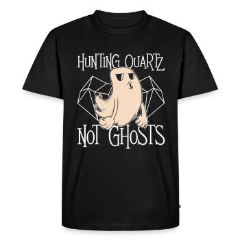 Chasse au quartz - Pas de fantômes - Rockhounding Halloween - T-shirt Premium bio Homme - noir - Devant - Nico (187cm)
