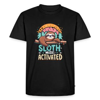 Sloth Mode Activated Funny Sloth - Men's Premium Organic T-Shirt - black - Front - Nico (187cm)