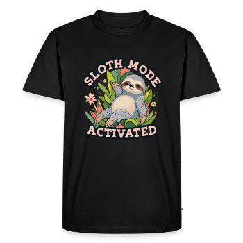 Sloth Mode Activated Funny Sloth - Men's Premium Organic T-Shirt - black - Front - Nico (187cm)